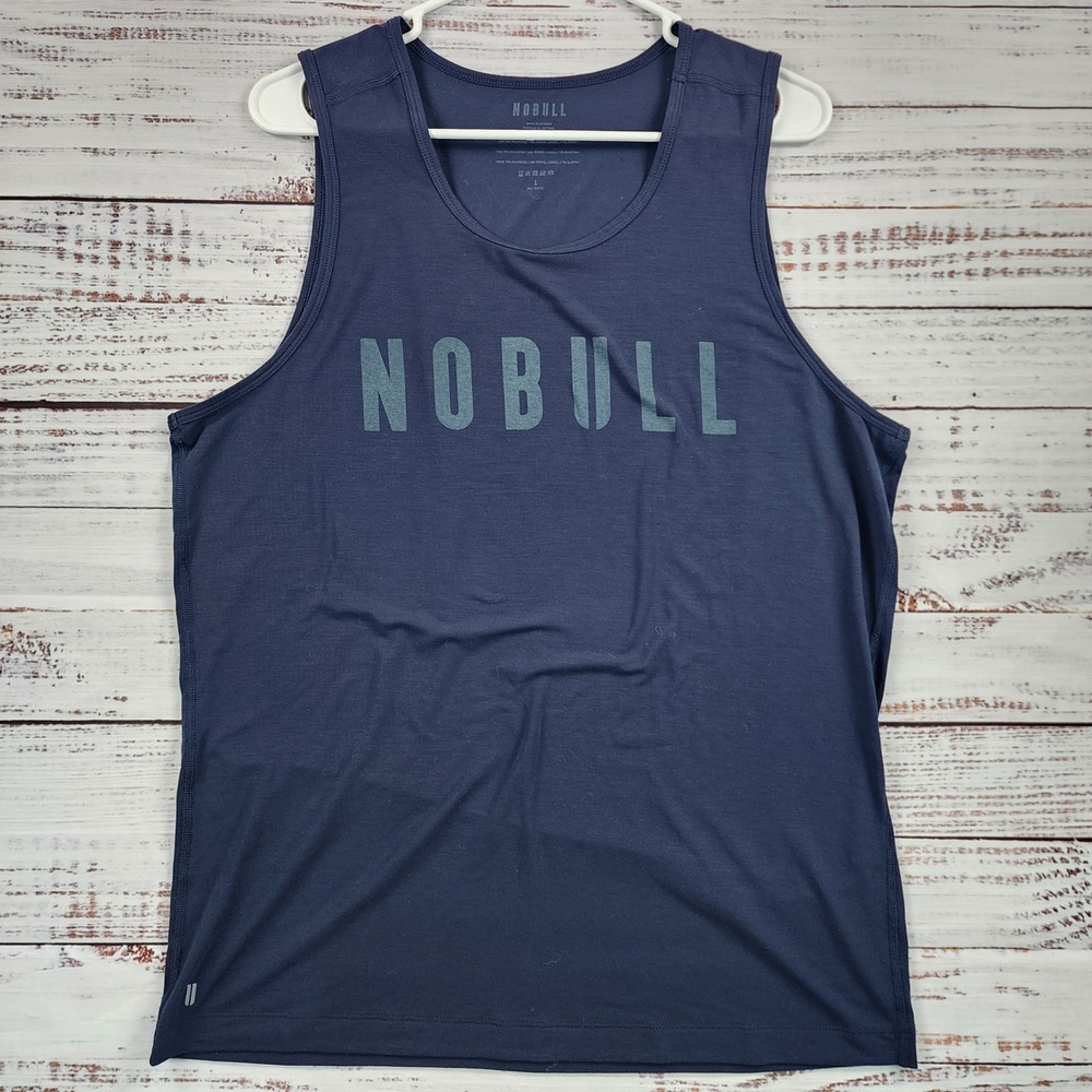 NOBULL Mens Graphic Muscle Tank Top Navy Blue Sleeveless Training Gym Large